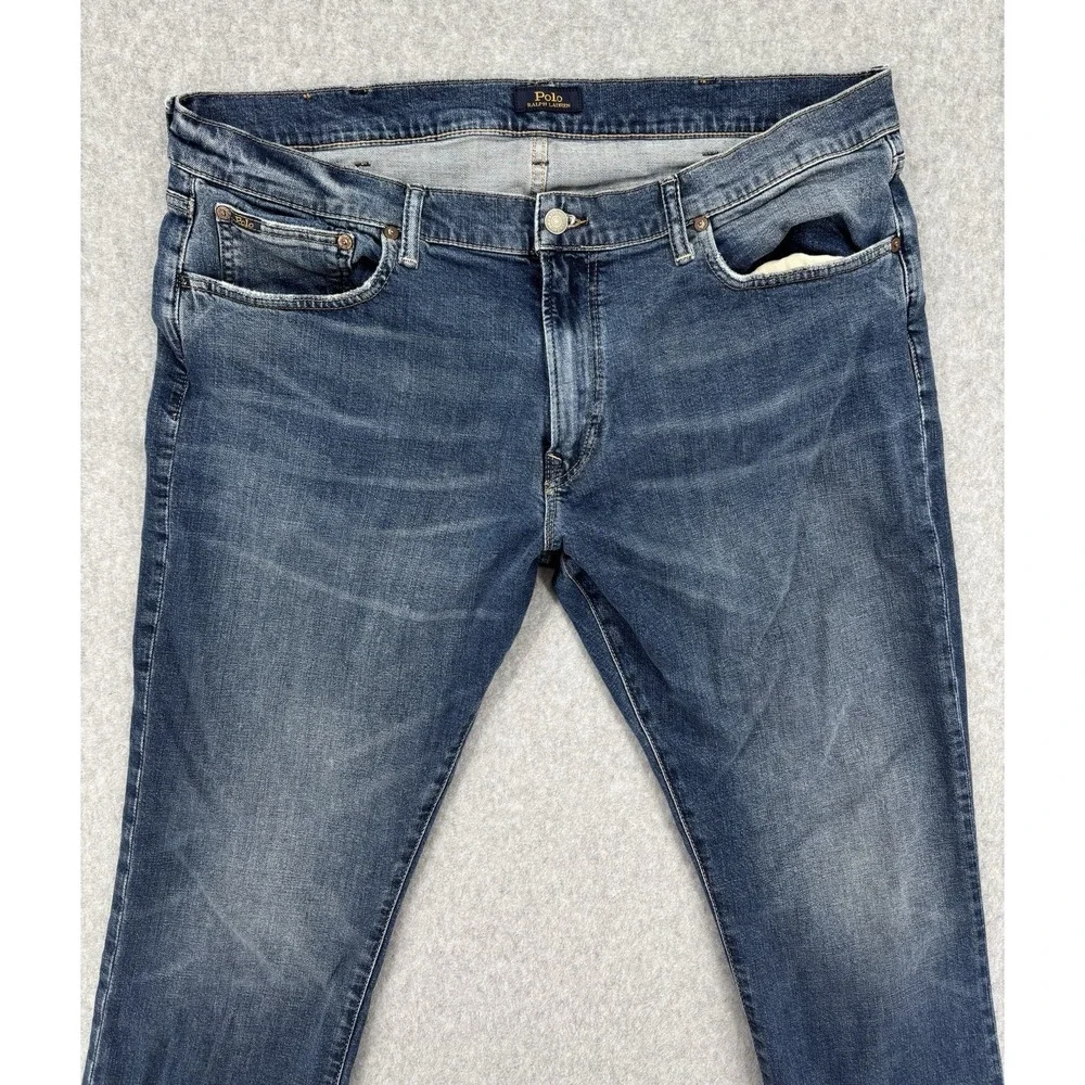 Polo Ralph Lauren Varick Slim Straight Jeans Mens 38x29 Blue Stretch Denim
